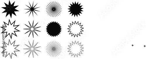 Collection of various starburst shapes and designs