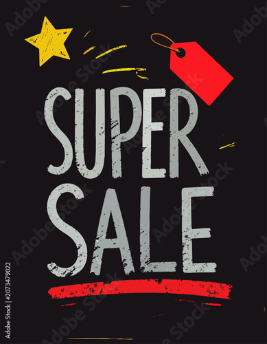  Cartel promocional con mensaje de superoferta y etiqueta roja para destacar descuentos especiales en comercios y tiendas.
