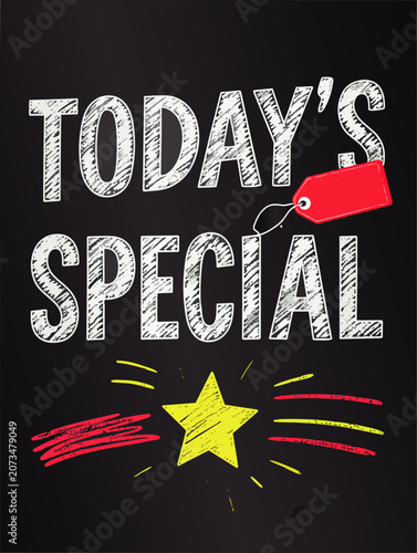 Cartel promocional con tipografía llamativa y etiqueta de precio para destacar la oferta especial del día en tiendas, restaurantes o cafeterías.
