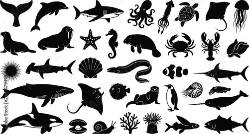 Obraz na plátně Black and white of various birds and flowers on a seamless pattern ornithology