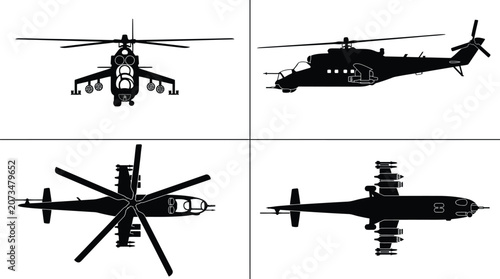 Foto Mi-24 Hind Attack Helicopter Silhouette