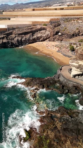 Aerial View of Tenerife, Canary Islands. Volcanic, Landscape, Ocean and Travel Stock