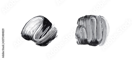 Mascara brush stroke isolated. Black eyelash makeup smudge