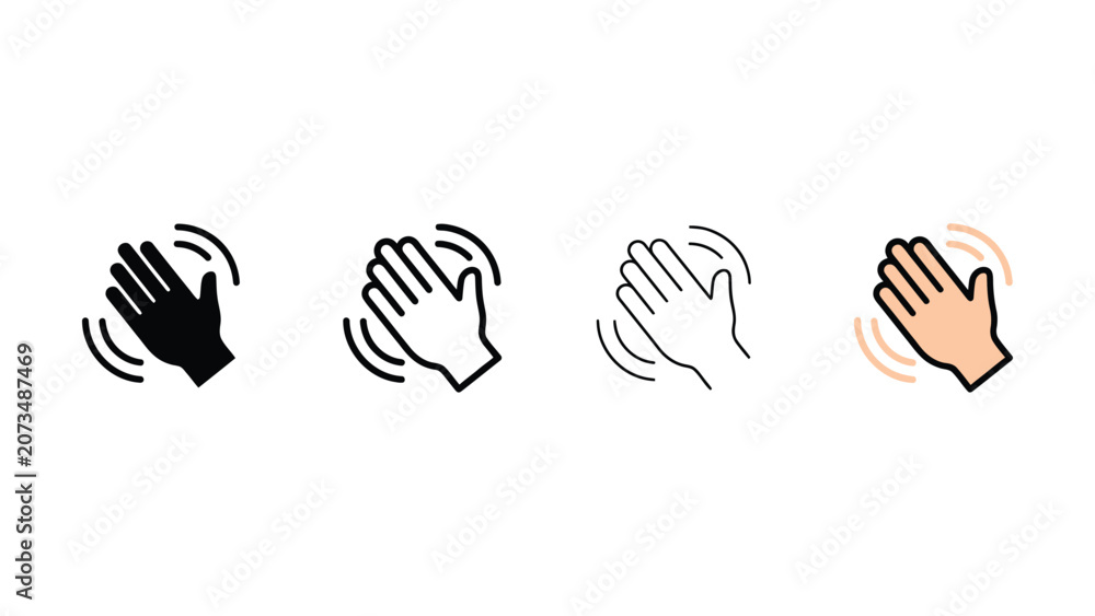 Fototapeta premium Four different hand icons with motion lines around them on white background