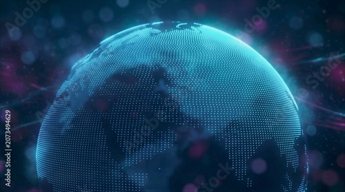 Glowing blue digital globe representing global network connectivity and data flow