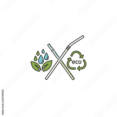 A simple icon showing sustainable drinking straws for the environment