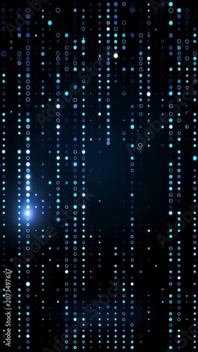 Blue Digital Data Stream Background - Abstract Technology Matrix Rain Vertical Loop
