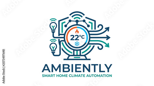 Smart home climate automation logo design.