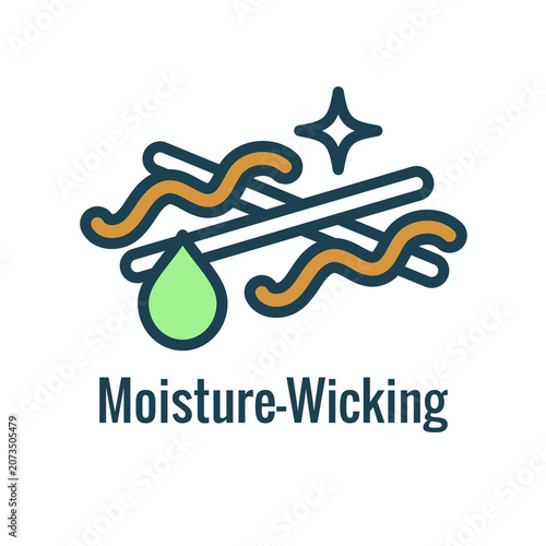 Fabric Features Icon Set Showing Moisture Wicking Fabric Concept