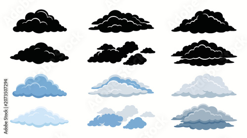 Tableau sur toile Set of vector collection featuring different realistic cloud shapes, cumulus clo