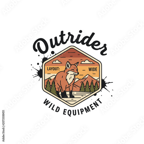 Outrider Fox Hexagon Outdoor Equipment Emblem