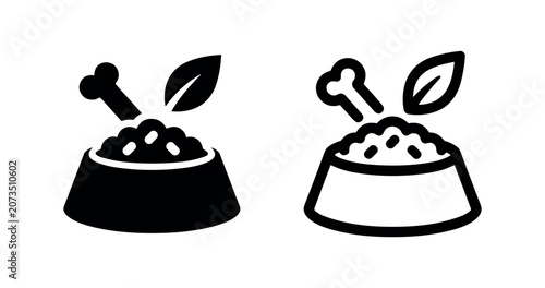 Εκτύπωση καμβά Pet Food Bowl Icon, Healthy Animal Feed Symbol, Bone and Leaf Graphic for Natura