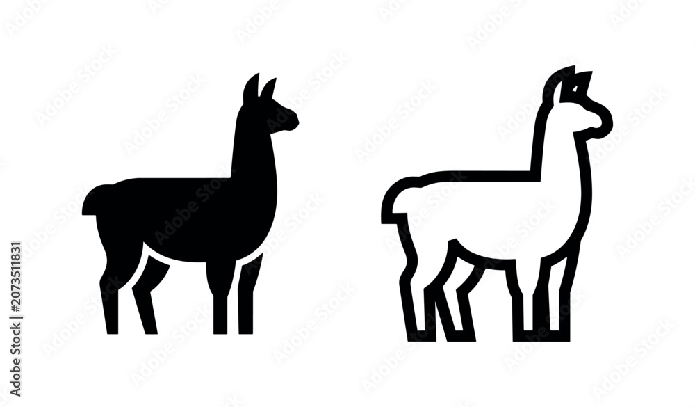 Fototapeta premium Llama icon, representing South American animals, livestock, and unique wildlife.