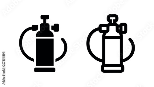 Obraz na plátně Oxygen cylinder or gas tank icon with regulator, medical and industrial use symb
