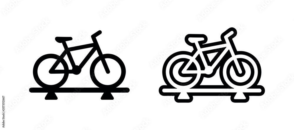 Fototapeta premium Bicycle on Rack Icon. Bike Transport and Storage Symbol.