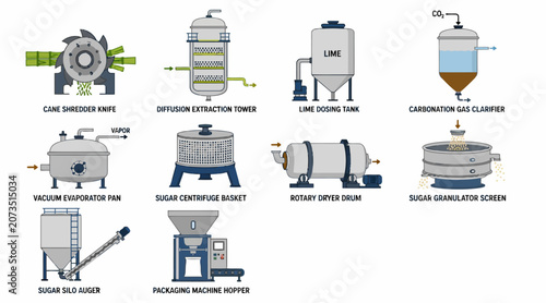 Konstfotografi Collection of Industrial Processing Equipment Illustrations.