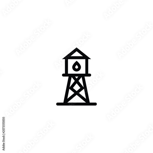 Water Tower Tank Storage Supply Line Icon