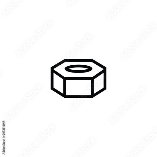 Hex Nut Hardware Fastener Mechanic Line Icon
