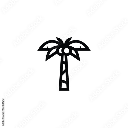 Palm Tree Tropical Beach Summer Line Icon