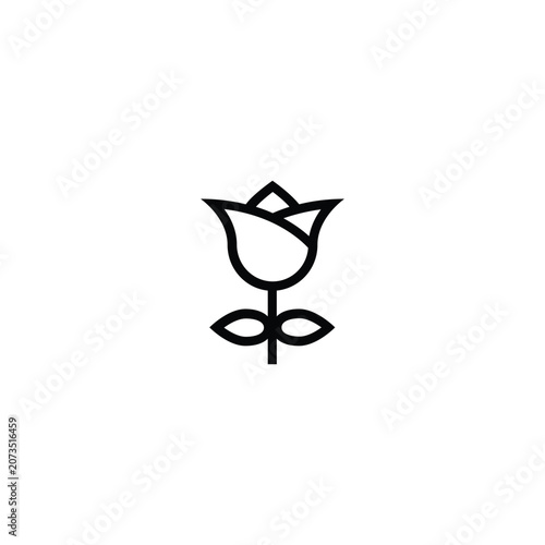 Rose Flower Bloom Nature Floral Line Icon