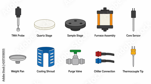 Collection of industrial mechanical components and parts.
