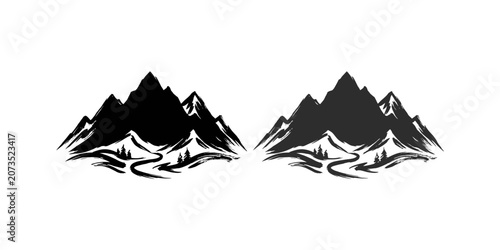 Mountain range silhouette illustration for outdoor adventure and hiking brand design.