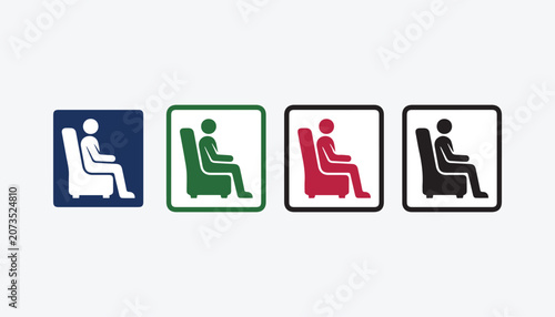 Waiting Room Icon Set 04 - Seated Person Sign Board Vector Illustration for Public Facility