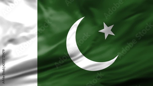 Pakistan Flag Waving Animation Background Pakistani National Symbol Crescent Star Close Up Video