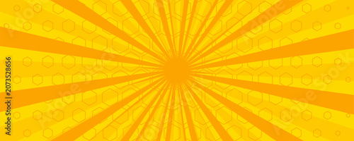 Foto Vintage pop art yellow background. Banner vector illustration