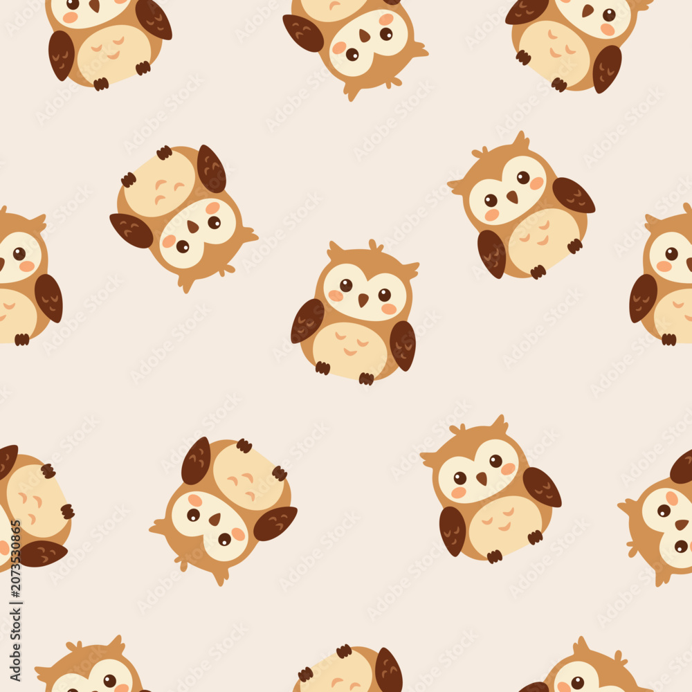 Obraz premium Cute Seamless Owl Pattern for Nursery Decor