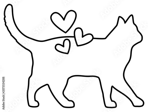 Canvas Print Cat Artwork | Kitty With Hearts | Vector Feline Design