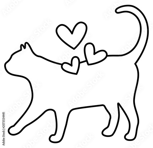 Cat Artwork | Kitty With Hearts | Vector Feline Design