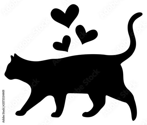 Cat Artwork | Kitty With Hearts | Vector Feline Design