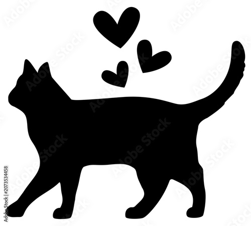 Cat Artwork | Kitty With Hearts | Vector Feline Design