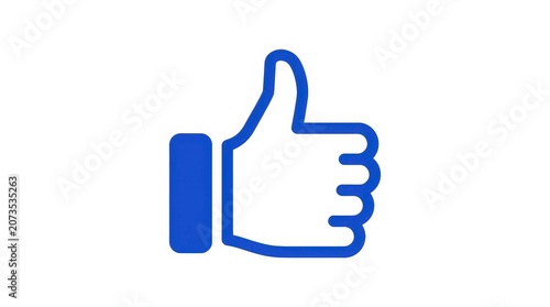 Minimalist blue thumb up icon isolated on transparent background, perfect for digital communication and feedback interfaces, representing positive interaction, approval, and success in design.