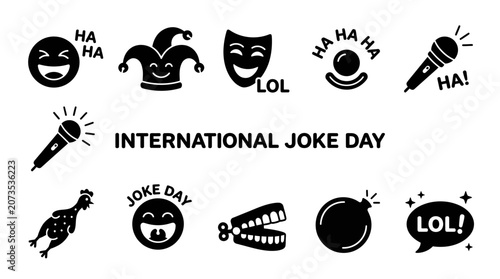 Konstfotografi International Joke Day Icons: Laughter, Comedy, Fun Symbols