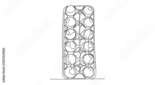 A simple line drawing of a carton containing twelve eggs.