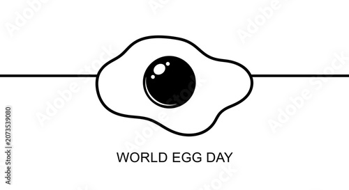 Minimalist black and white illustration of a fried egg for World Egg Day.