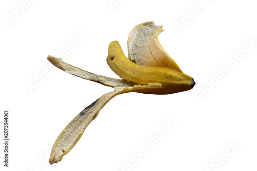 Banana Peel Isolated on Transparent Background with Open Peel