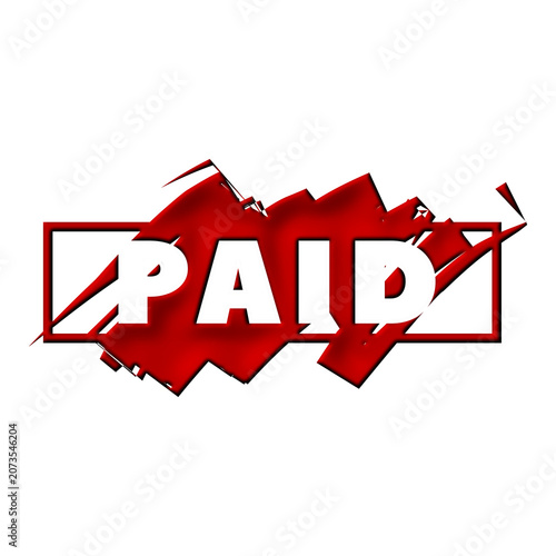 paid text stamp on red paint element