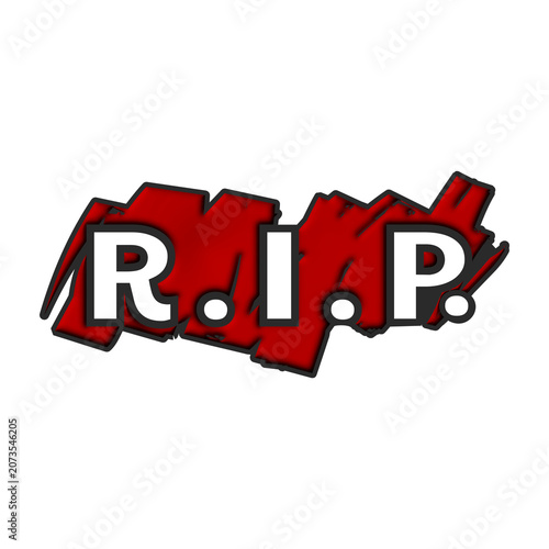 r i p stamp on red paint background
