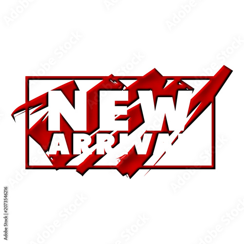 new arrival text stamp on red paint sticker