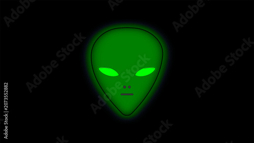 Bild auf Leinwand Neon glowing alien head icon vector background.