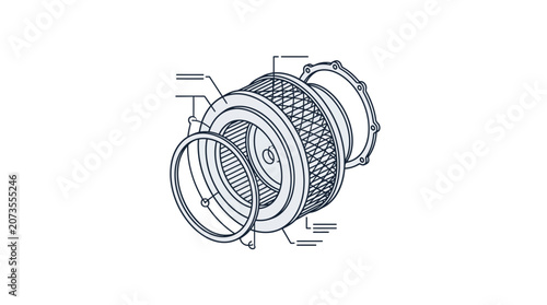 Automotive engine air filter assembly and intake component.