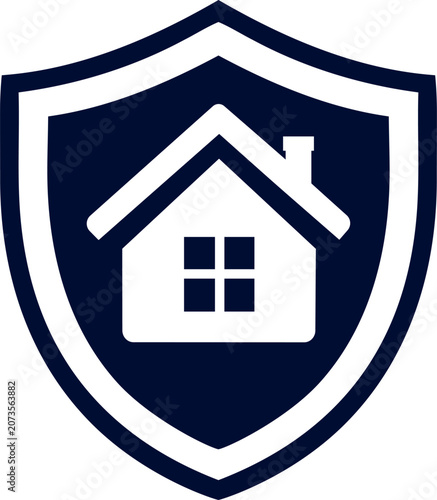 Home security shield icon for house safety protection