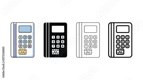 Schilderij op canvas Four different payment terminal card reader machine designs on white background