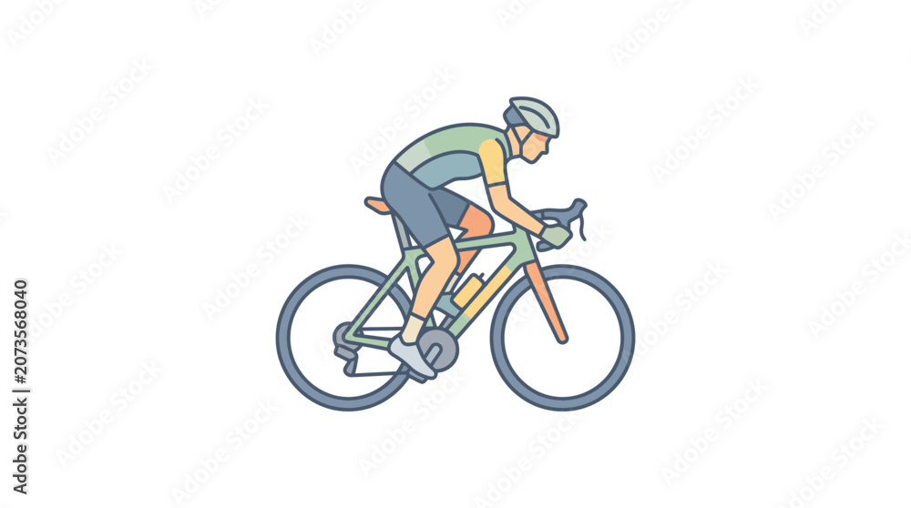 Fototapeta premium A stylized illustration of a professional cyclist riding a road bike.