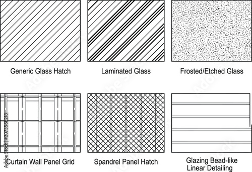 Tableau sur toile CAD hatch legend for glass and façade systems
