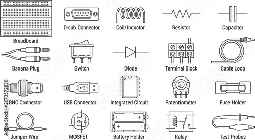 Tableau sur toile Electrical schematic symbol chart
