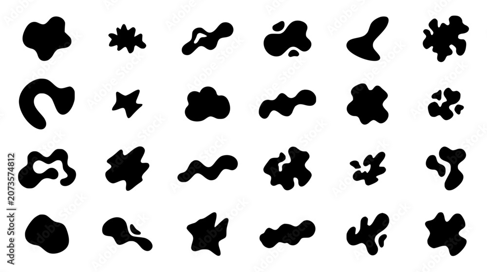 Fototapeta premium Cloud Shapes Icon Set with Abstract Puffs and Swirls for Weather, Air Flow, and Creative Design Backgrounds